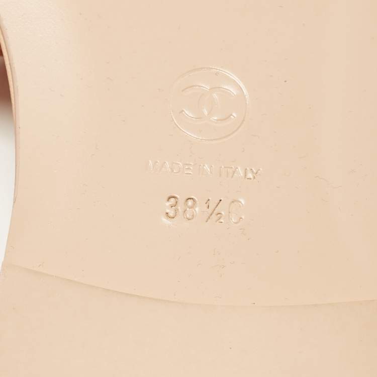 Pre Owned Chanel CC Size 38.5 Pink Leather Flat Slide