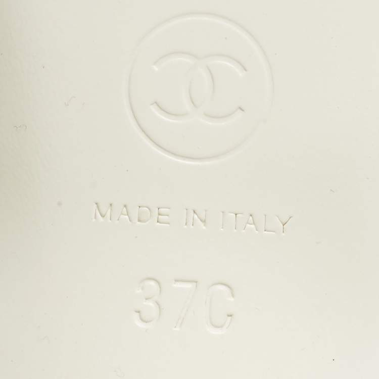 Pre Owned Chanel Size 37 Multicolor Fabric and Patent Leather Cap Toe Block Heel Slingback Pumps