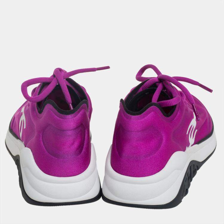 Pre Owned Chanel Purple Neoprene CC Low Top Sneakers Size 39