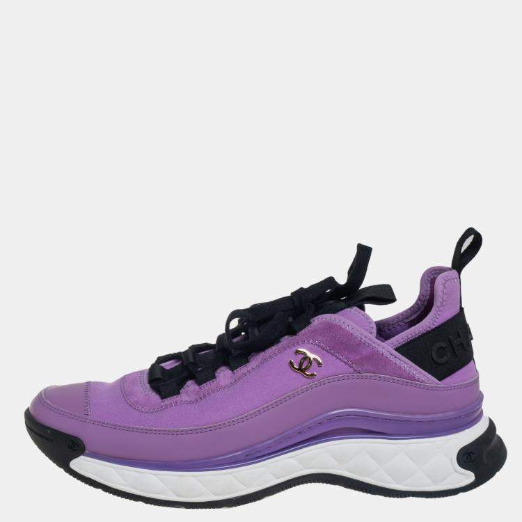 Chanel Purple/Black Leather And Suede CC Sneakers Size  Chanel | TLC