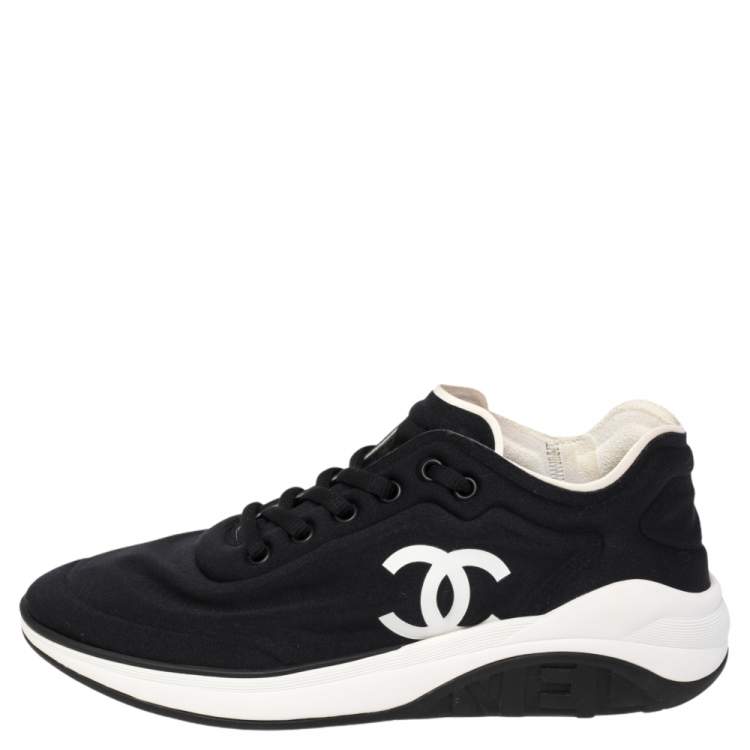 Chanel CC Logo High Cut Sneakers String Shoes White Black