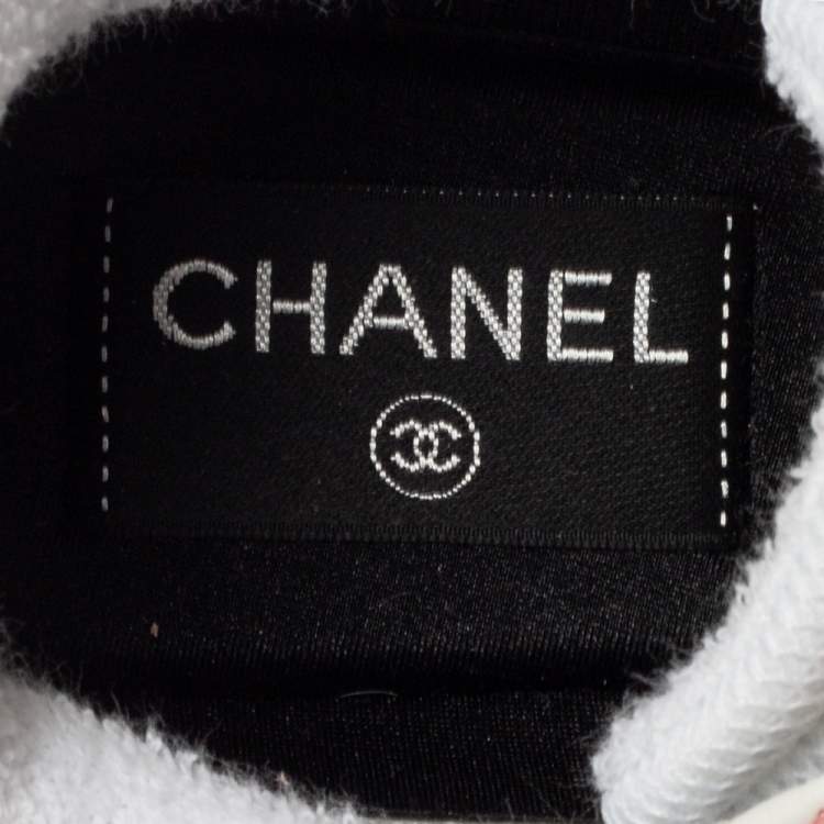 Pre Owned Chanel Pink/White Leather And Mesh CC Sneakers Size 40