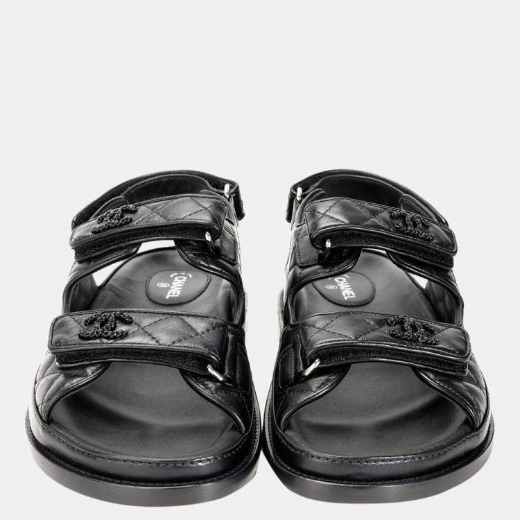 Chanel Black Quilted Leather Dad Sandals Size EU 40 Chanel | TLC