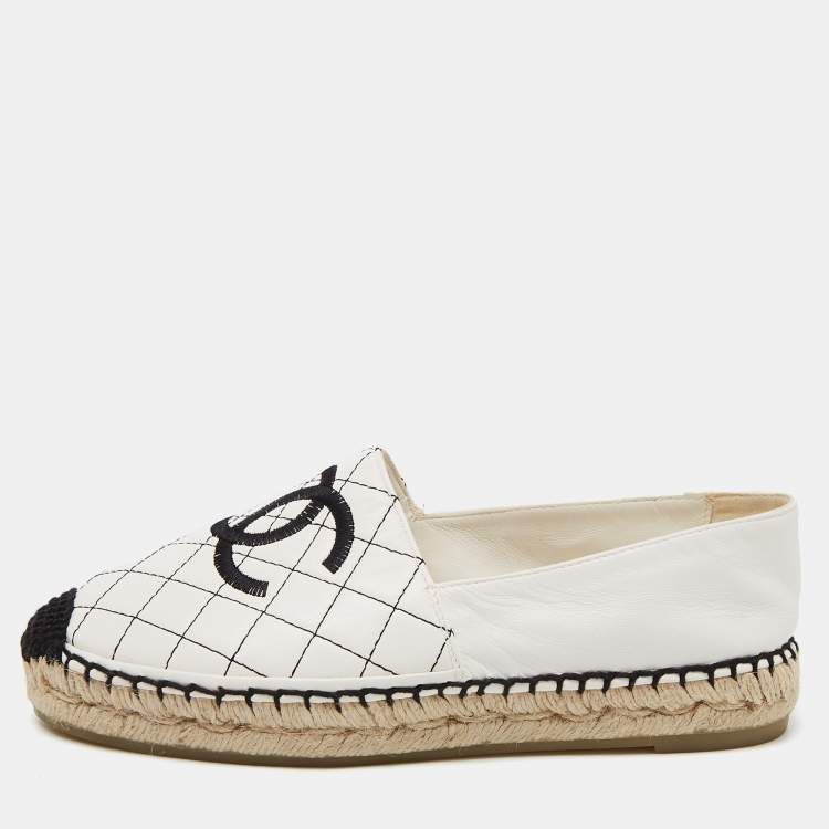 CHANEL, Shoes, Chanel Espadrilles Canvas Cream And Black Size 36 Shoes  Flats Sneakers