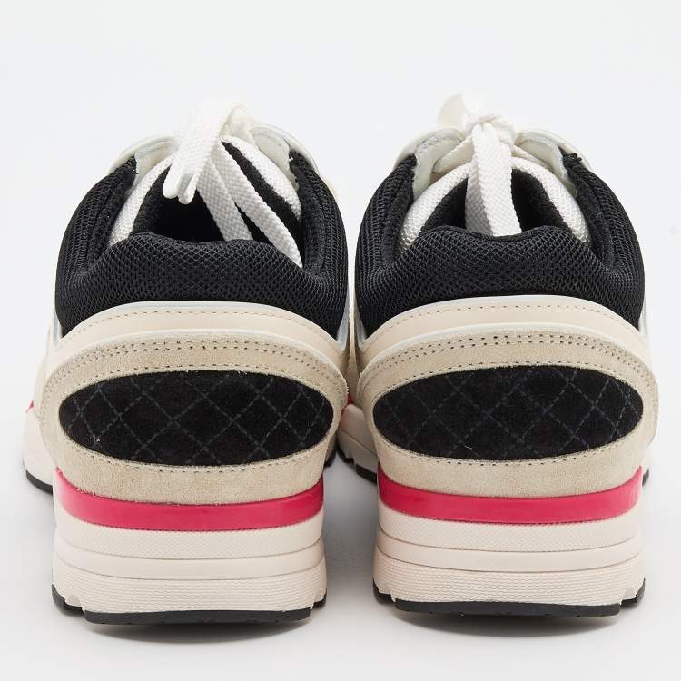 Pre Owned Chanel Multicolor Suede and Mesh CC Low Top Sneakers Size 37.5
