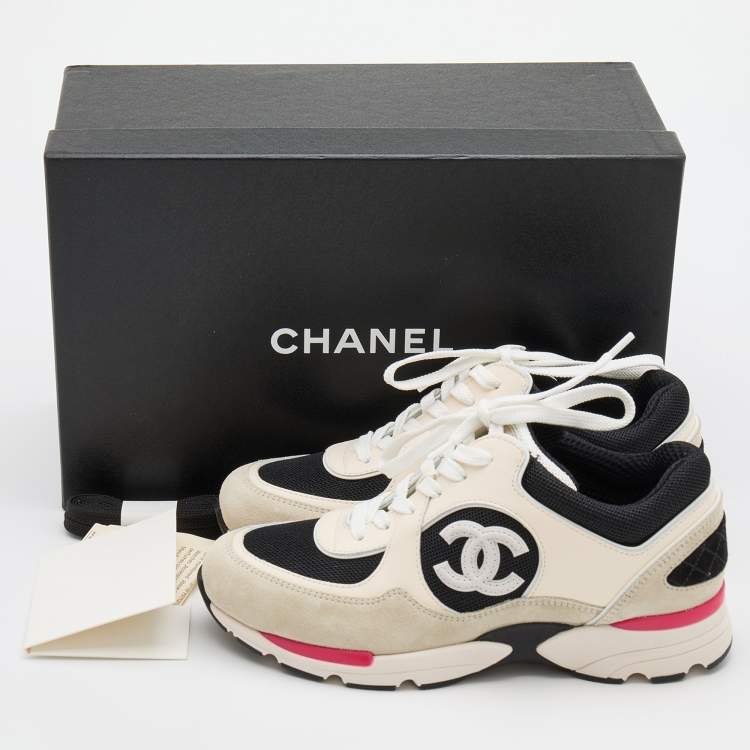 Pre Owned Chanel Multicolor Suede and Mesh CC Low Top Sneakers Size 37.5