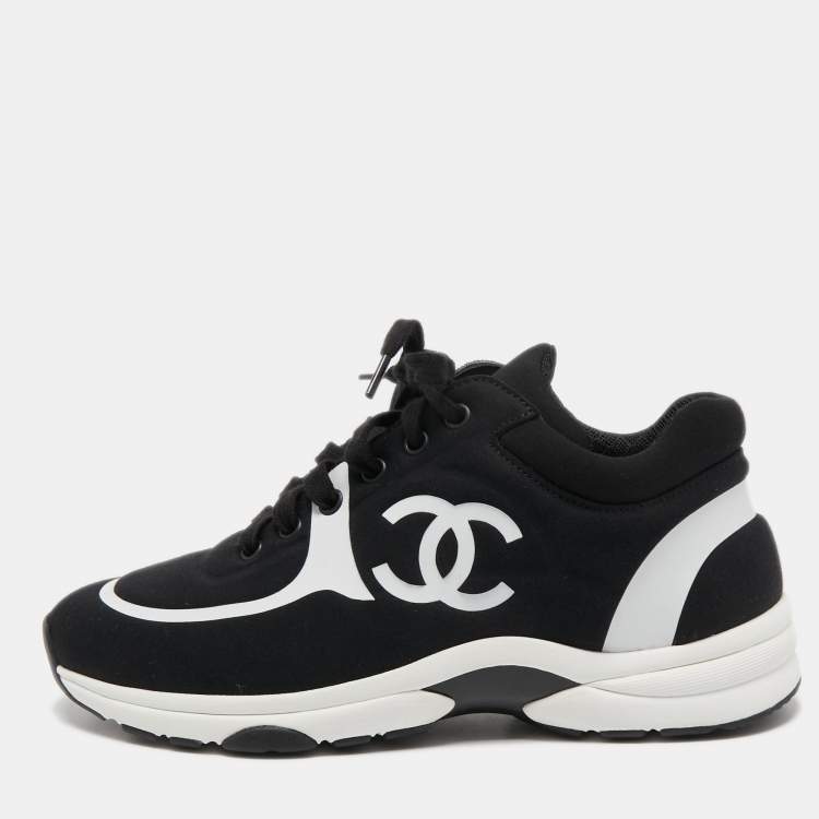 Chanel Black Neoprene CC Low Top Sneakers Size 37 Chanel | TLC