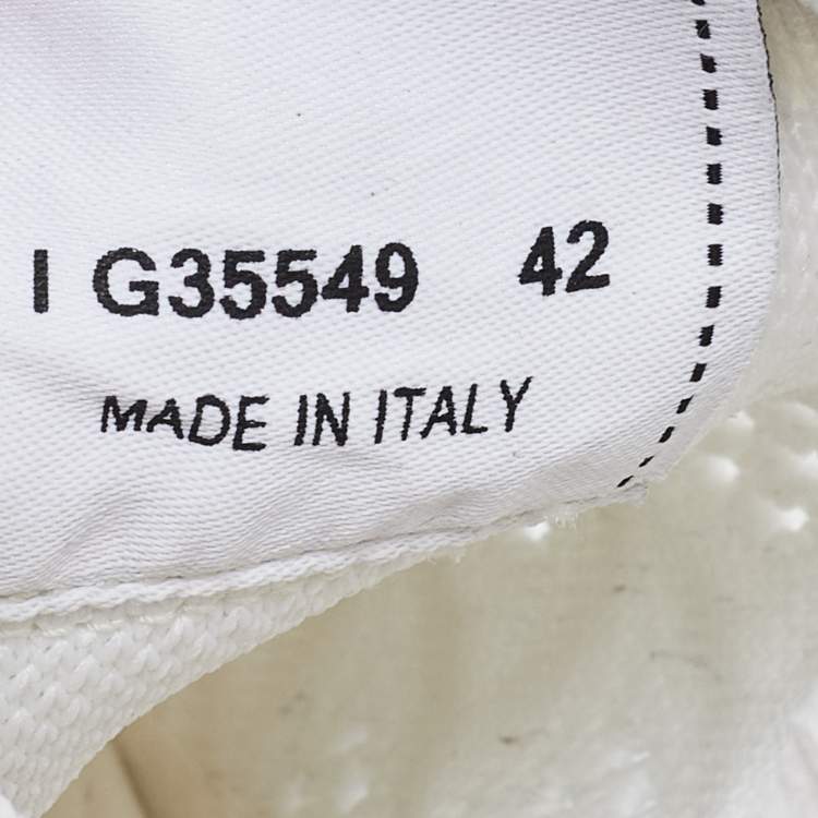 Pre Owned Chanel White Knit Fabric Lace Up Sneakers Size 42