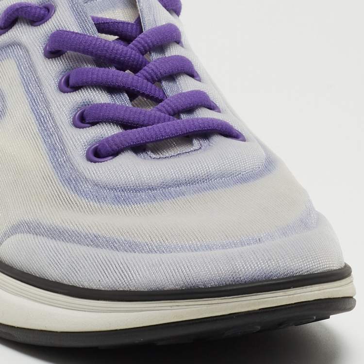 Pre Owned Chanel Purple/White Mesh CC Low Top Sneakers Size 37