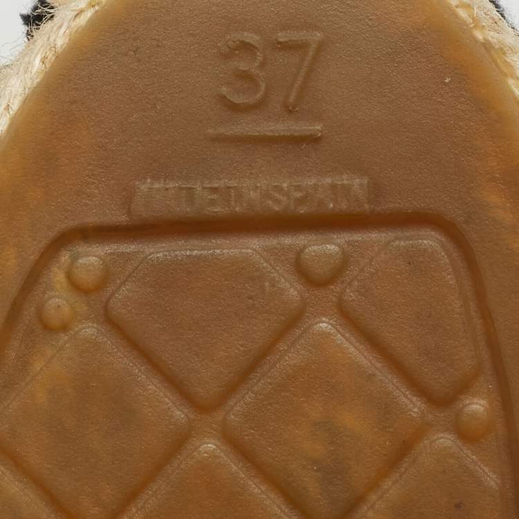 Pre Owned Chanel Black Quilted Leather CC Espadrille Flats Size 37