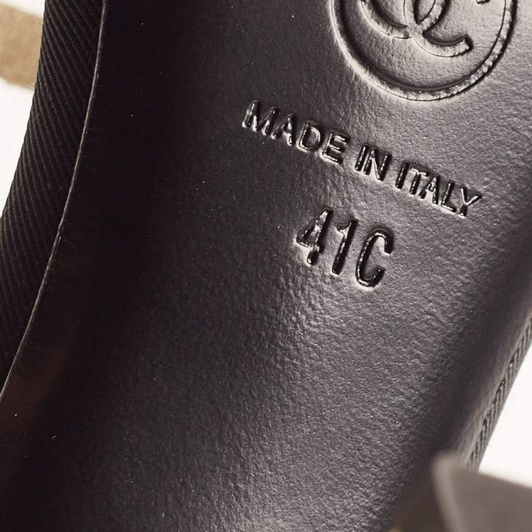 Pre Owned Chanel Gold/Black Leather and Canvas CC Cap Toe Cage Ankle Booties Size 41