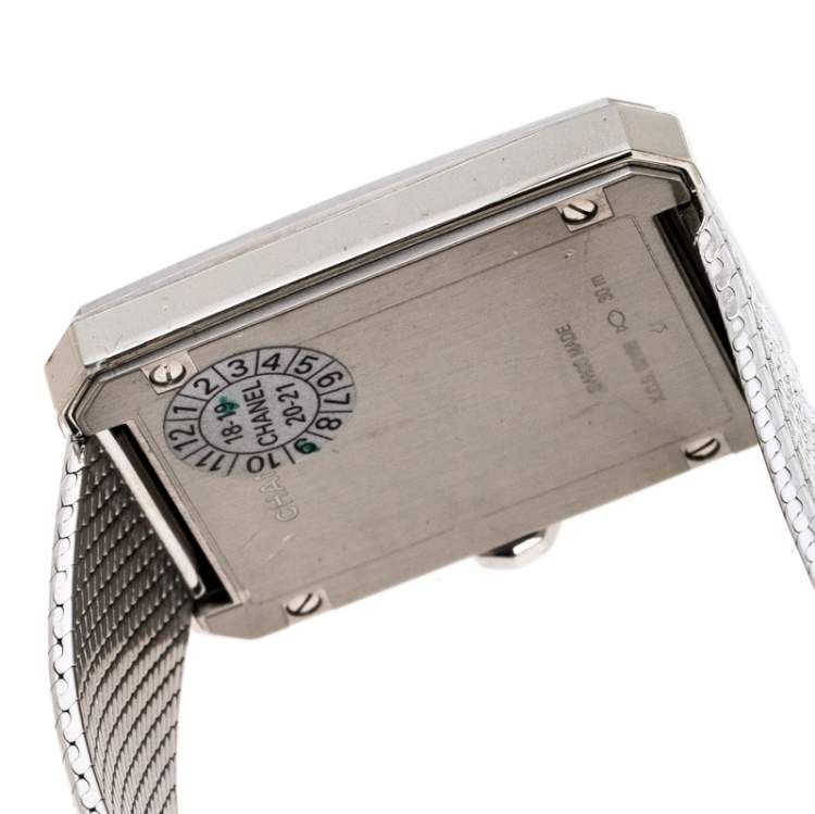 Pre Owned Chanel Black Stainless Steel Guilloche Boy-Friend H4878 Women's Wristwatch 27 mm