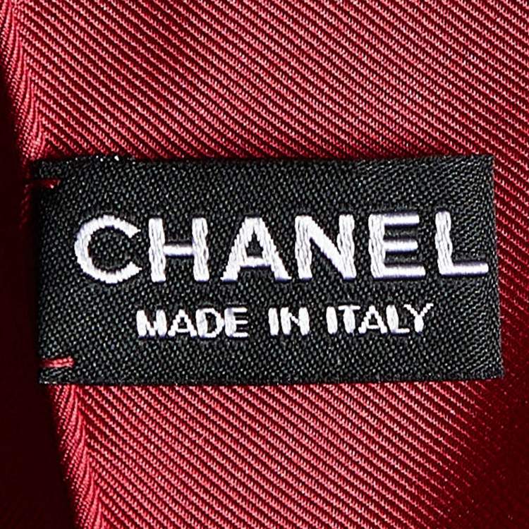 Pre Owned Chanel Red Chanel Cruise Print Silk Square Scarf