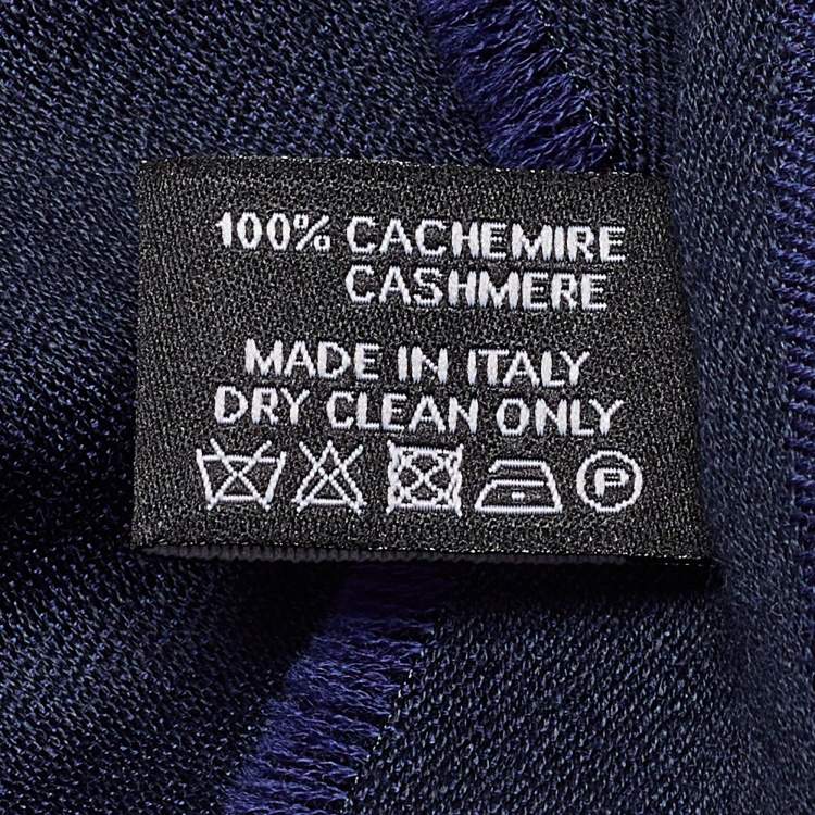 Pre Owned Chanel Blue  Logo Cashmere Scarf