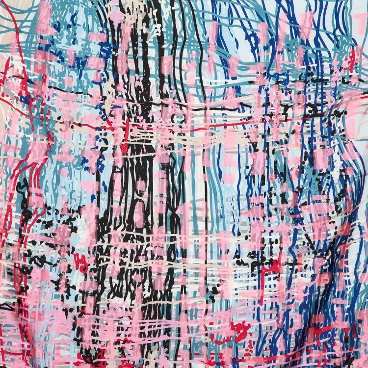 Pre Owned Chanel Multicolor Scribble Print Silk Square Scarf