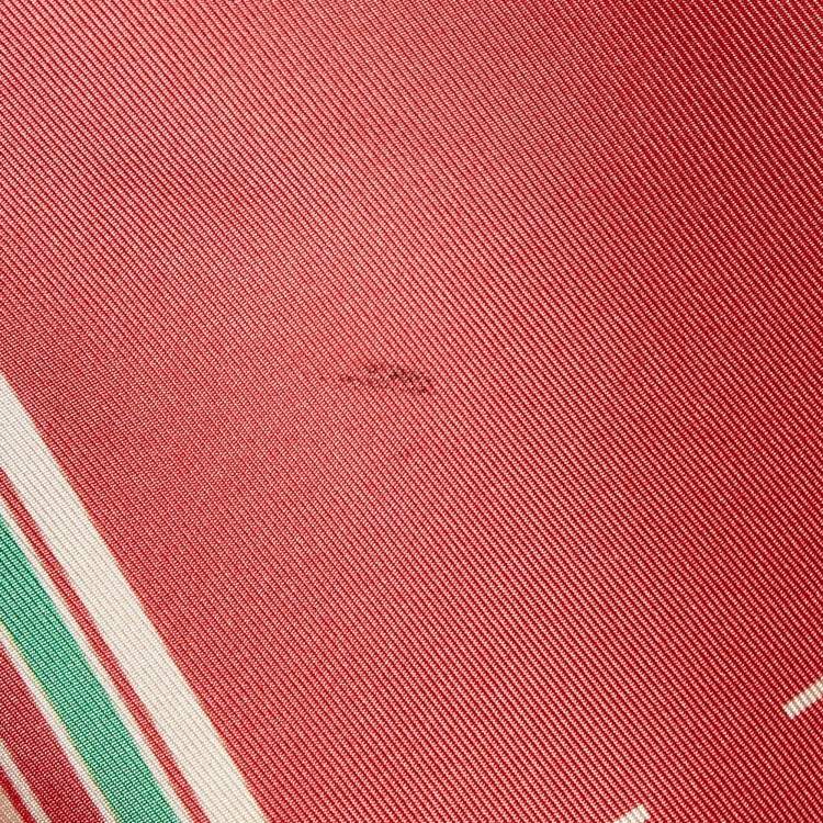 Pre Owned Chanel Brick Red Geometric CC Print Silk Square Scarf