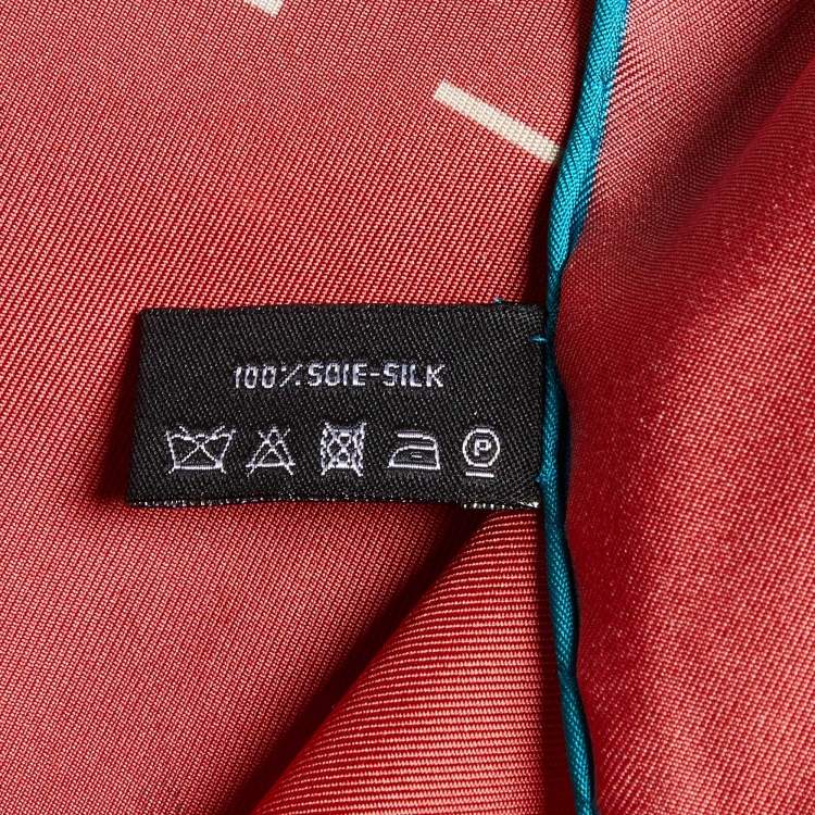 Pre Owned Chanel Brick Red Geometric CC Print Silk Square Scarf