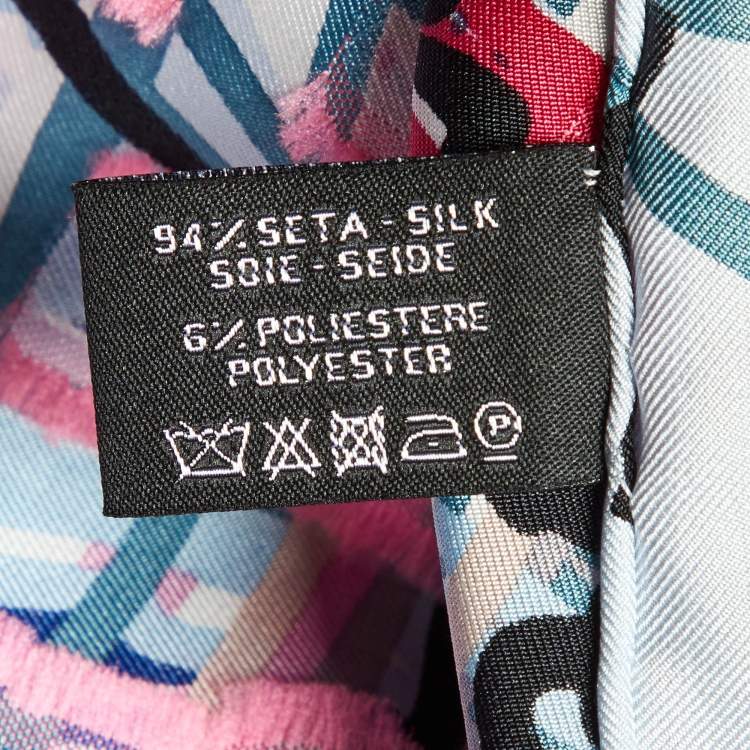 Pre Owned Chanel Multicolor Scribble Print Silk Square Scarf