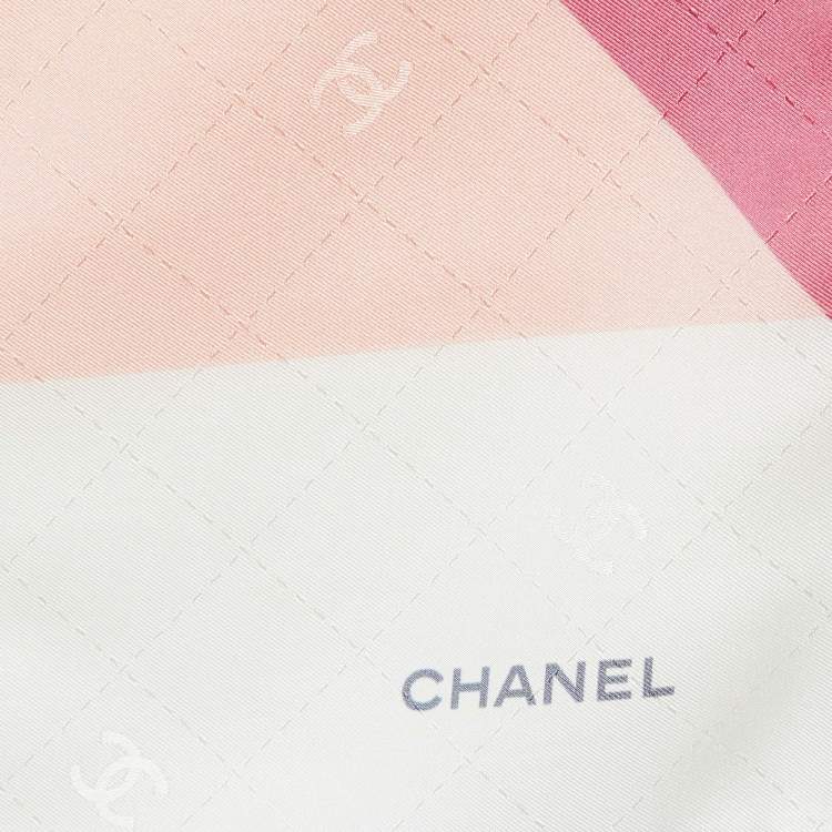 Pre Owned Chanel Multicolor Stacked Logo Print Silk Square Scarf