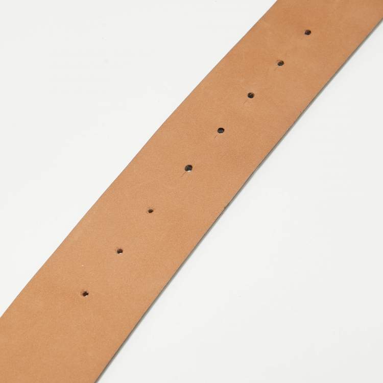 Pre Owned Chanel Black Leather CC Logo Round Buckle Wide Belt 90CM