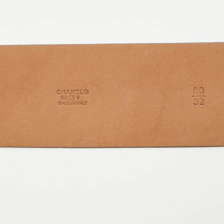 Pre Owned Chanel Black Leather CC Logo Round Buckle Wide Belt 90CM