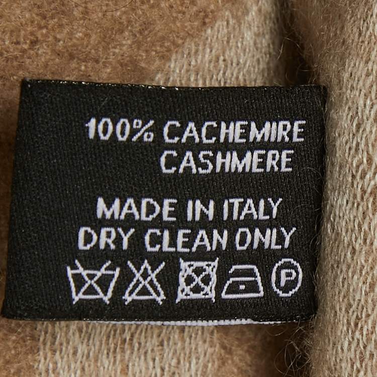 Pre Owned Chanel Beige Logo Intarsia Cashmere Shawl 