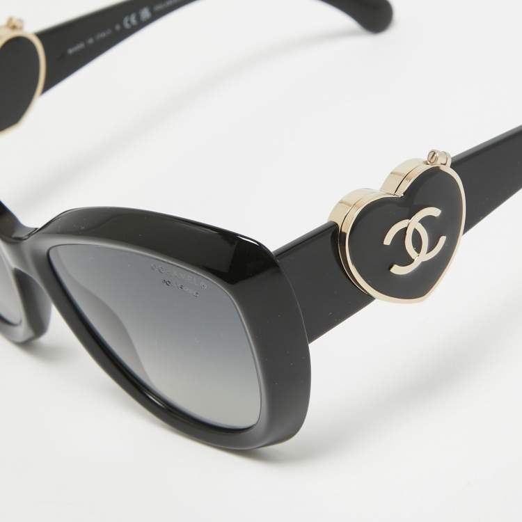 Pre Owned Chanel Black Gradient 5517 CC Heart Butterfly Sunglasses