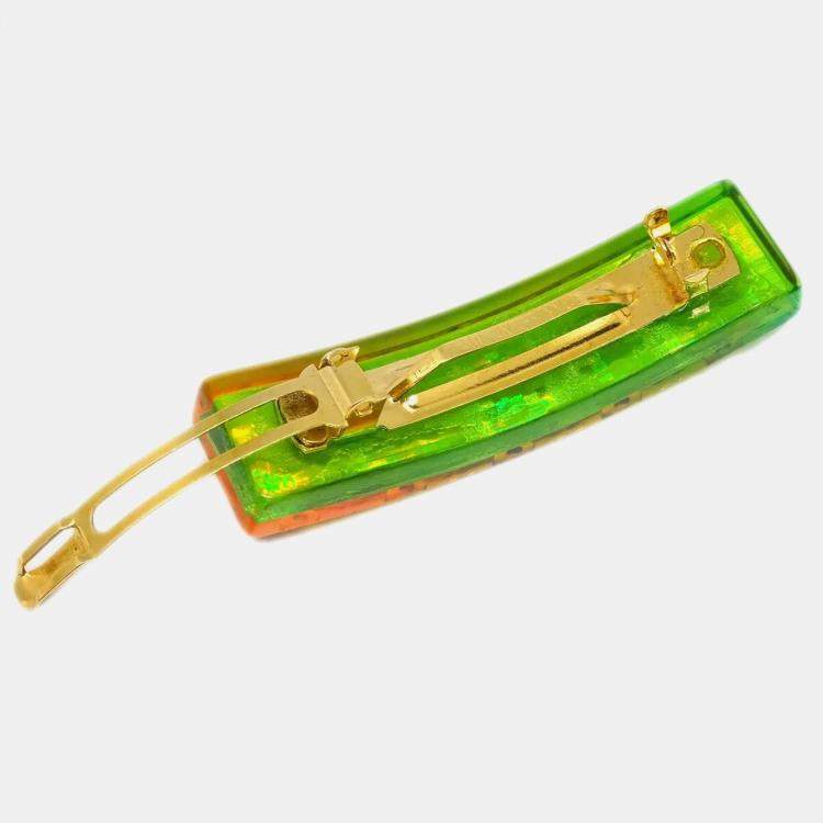 Pre Owned Chanel Rainbow Acrylic CC Logos Hair Clip Hairpin Barrette
