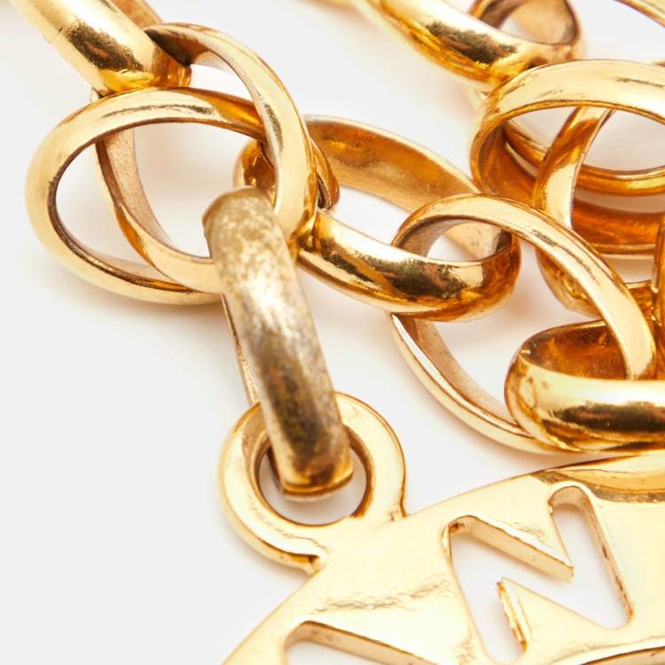 Pre Owned Chanel Vintage Gold Tone CC Logo Pendant Chain Belt