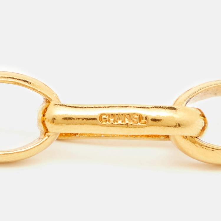 Pre Owned Chanel Vintage Gold Tone CC Logo Pendant Chain Belt