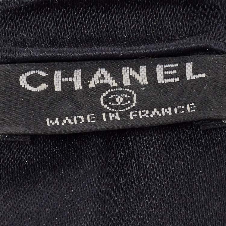 Pre Owned Chanel Black Satin Camellia Detail Headband