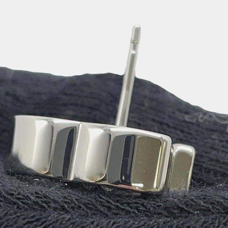 Pre Owned Chanel Silver/Transparent Metal Rhinestone Cc Logo Rhinestone Earrings