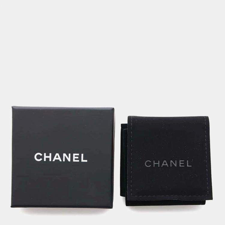 Pre Owned Chanel Silver/Transparent Metal Rhinestone Cc Logo Rhinestone Earrings