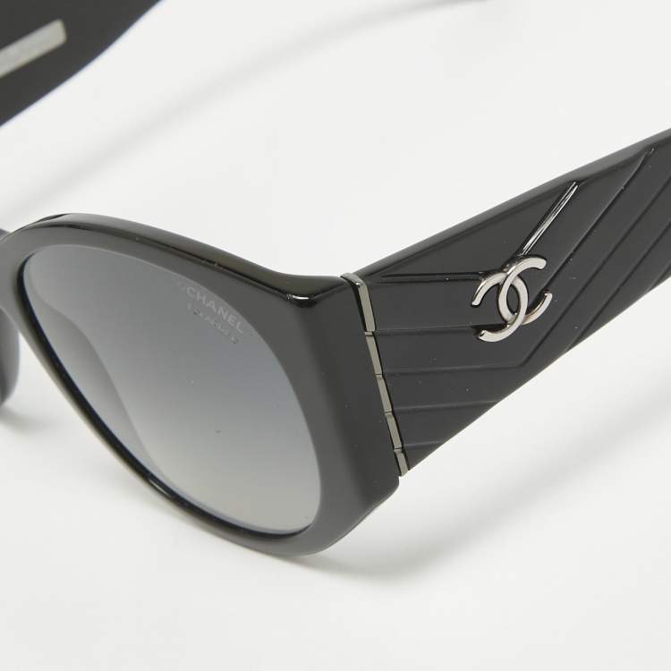 Pre Owned Chanel Black Gradient 5411 CC Oval Sunglasses