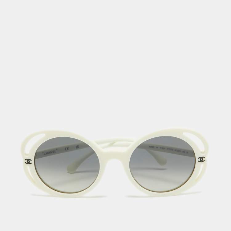 Chanel white circle sunglasses hotsell