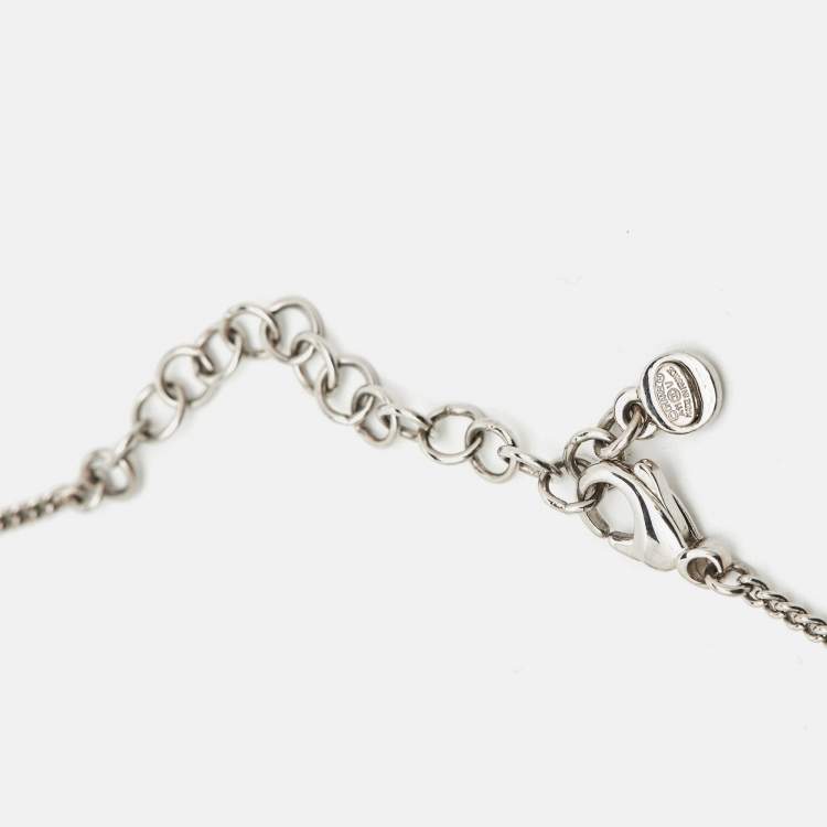 Pre Owned Chanel CC Crystals SIlver Tone Necklace