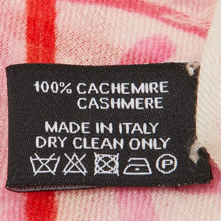 Pre Owned Chanel White/Pink CC Print Cashmere Shawl