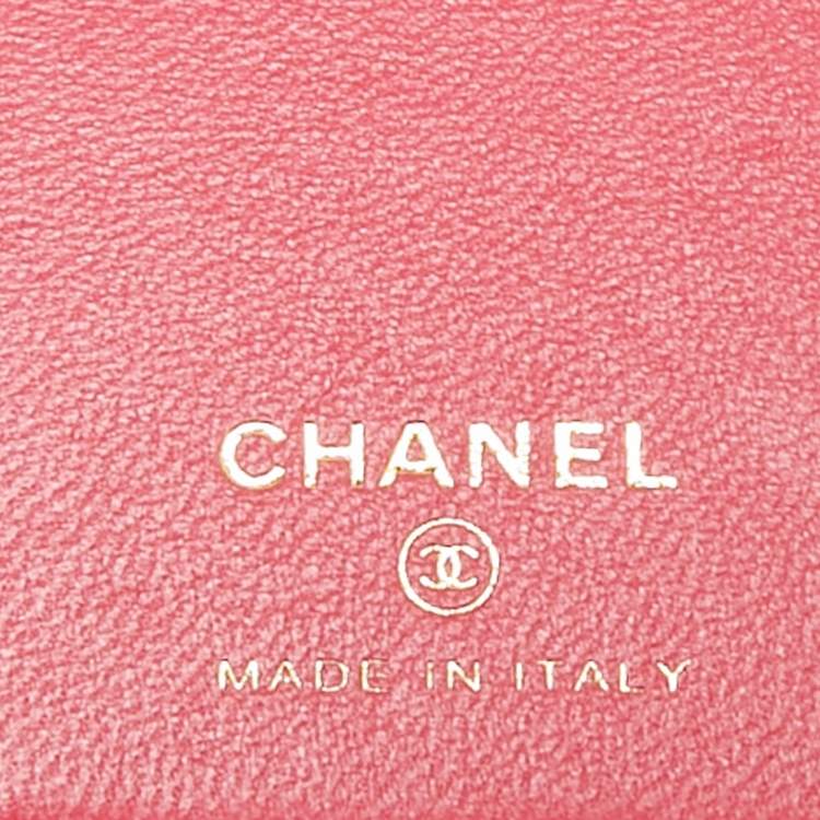 Pre Owned Chanel Pink Quilted Caviar Leather Pearl Crush iPhone Chain Case