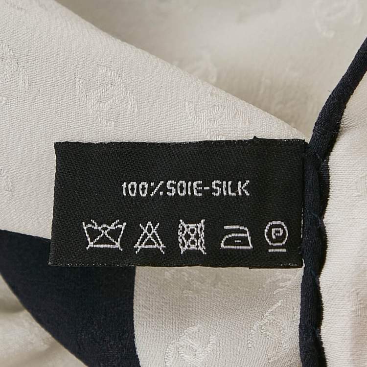 Pre Owned Chanel White Ribbon Print CC Silk Scarf