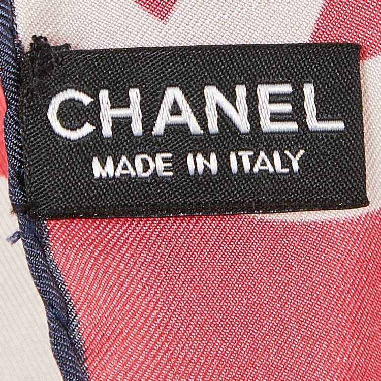 Pre Owned Chanel Pink/Multicolor CC Interlock Monogram Print Silk Scarf 
