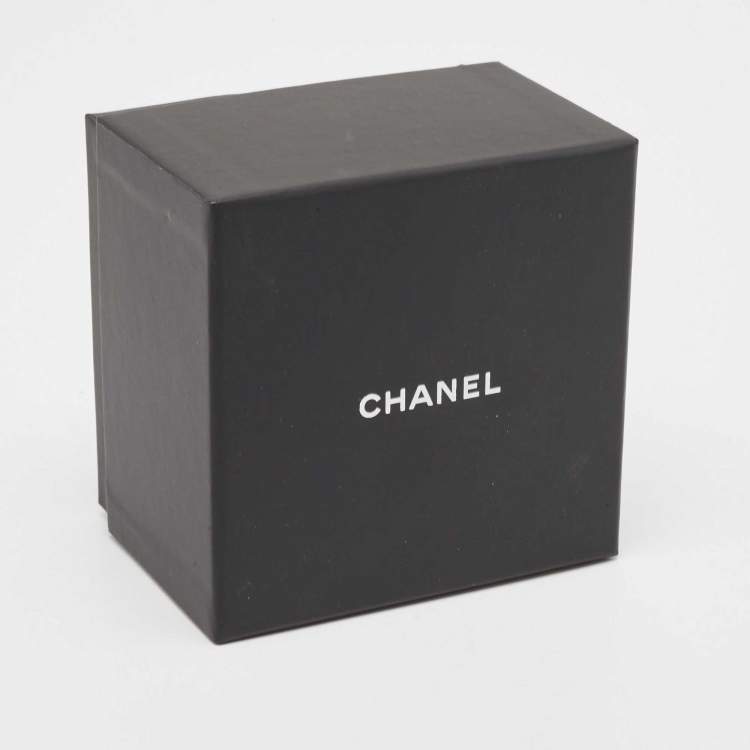 Pre Owned Chanel CC Black Resin Faux Pearl Gold Tone Cuff Bracelet