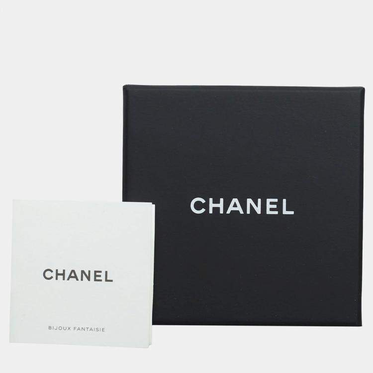 Pre Owned Chanel Cc Pearl Hoop Earrings