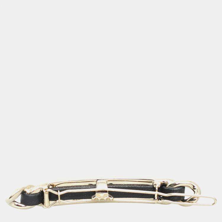 Pre Owned Chanel Logo Crystal Hairclip