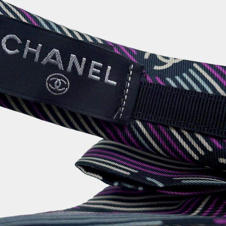 Pre Owned Chanel Multicolour Silk CC Logo Headband
