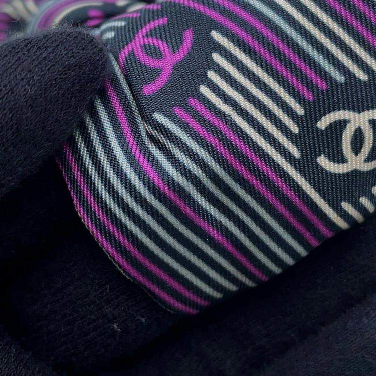 Pre Owned Chanel Multicolour Silk CC Logo Headband