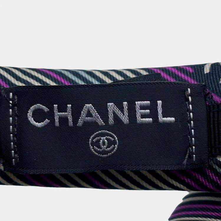 Pre Owned Chanel Multicolour Silk CC Logo Headband