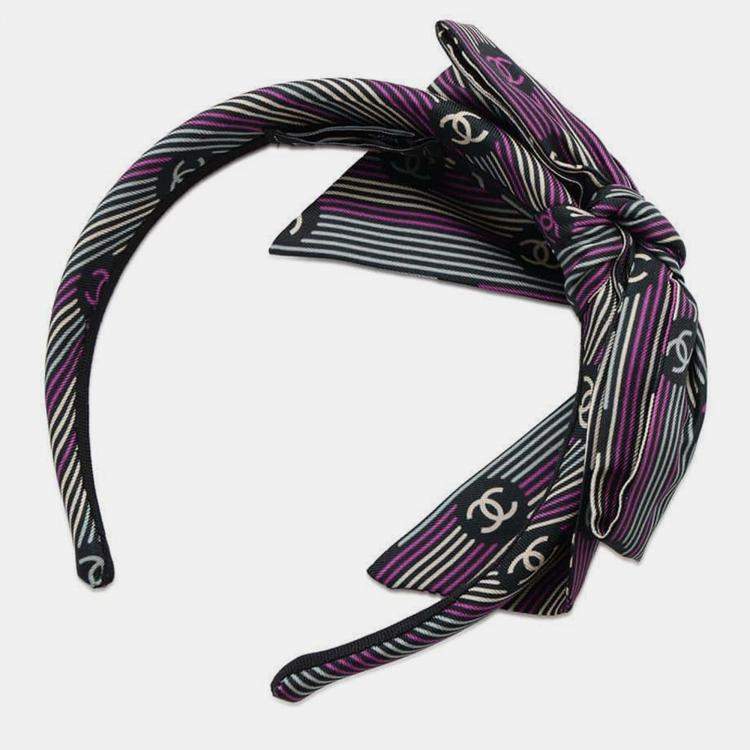 Pre Owned Chanel Multicolour Silk CC Logo Headband