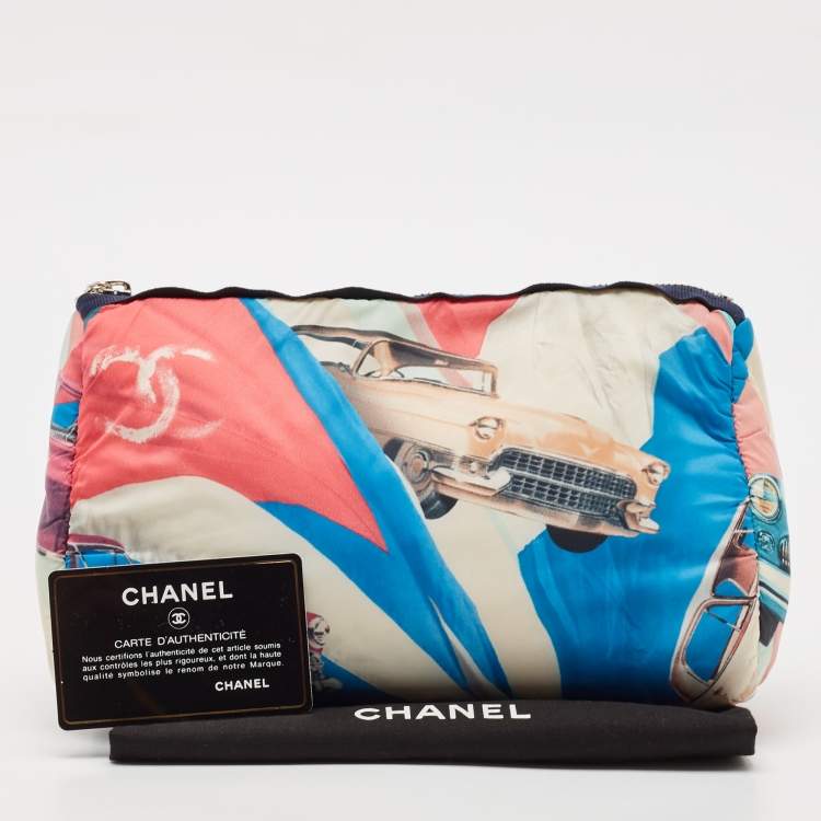 Pre Owned Chanel Multicolor Car Printed Fabric Cosmetic Pouch