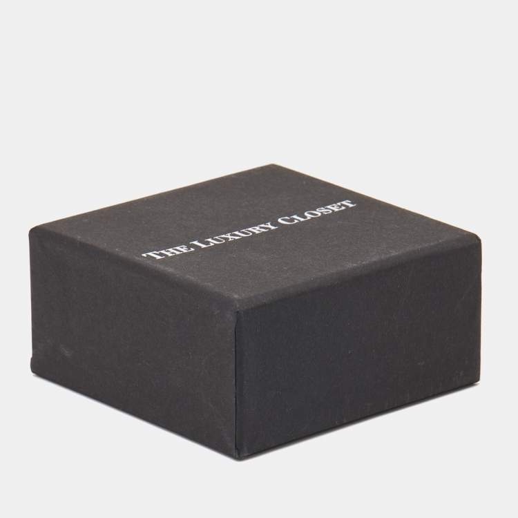 Pre Owned Chanel CC Gold Tone Enamel Cocktail Ring Size 52