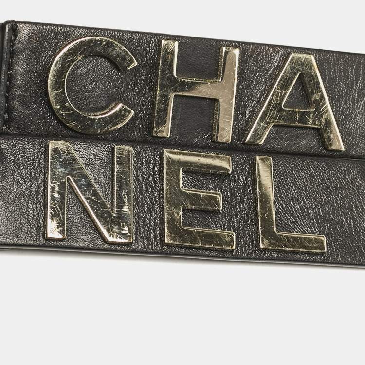 Pre Owned Chanel Black Pleated CC Logo Elastic Belt 85CM